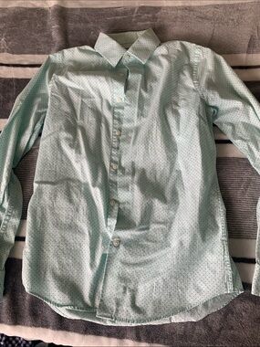 Express Light Mint Green Dot Pattern Dress Shirt